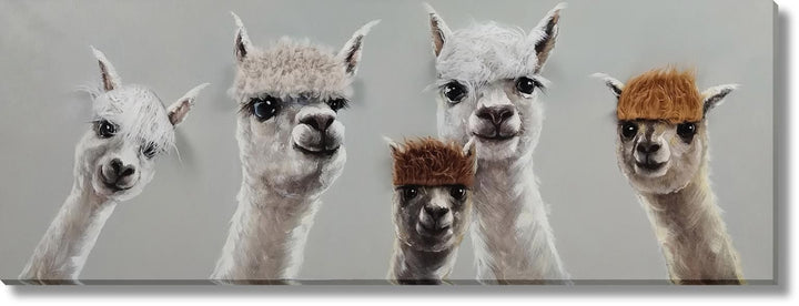 Whimsical Llama Lineup - 20" x 60" Framed Wall Art