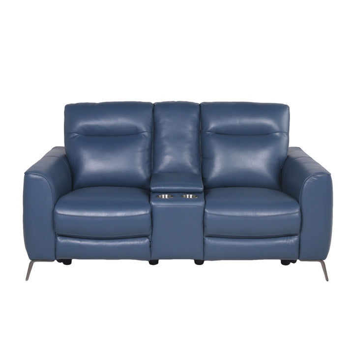 Sansa - Dual Power Reclining Loveseat With Console - Blue