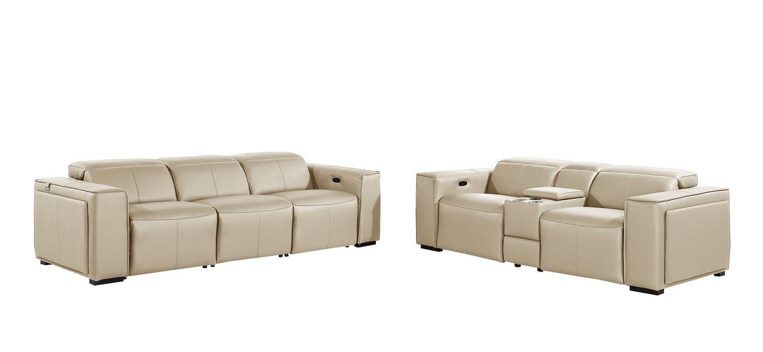 1224 - 6-Piece Modular Power Reclining Sofa And Console Loveseat Set In With 5 Power Recliners &amp; Power Headrests