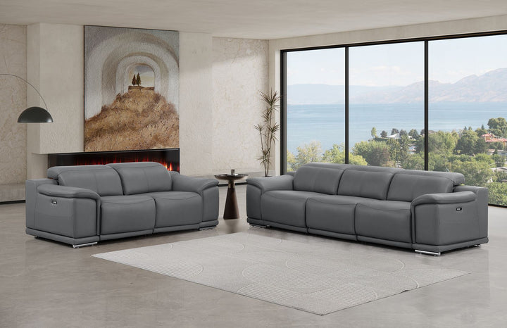 2679 - Genuine Leather Reclining Set (Sofa And Loveseat With 4 Power Recliners)