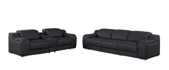 1116 - 6-Piece Modular Power Reclining Sofa And Console Loveseat Set In With 5 Power Recliners &amp; Power Headrests