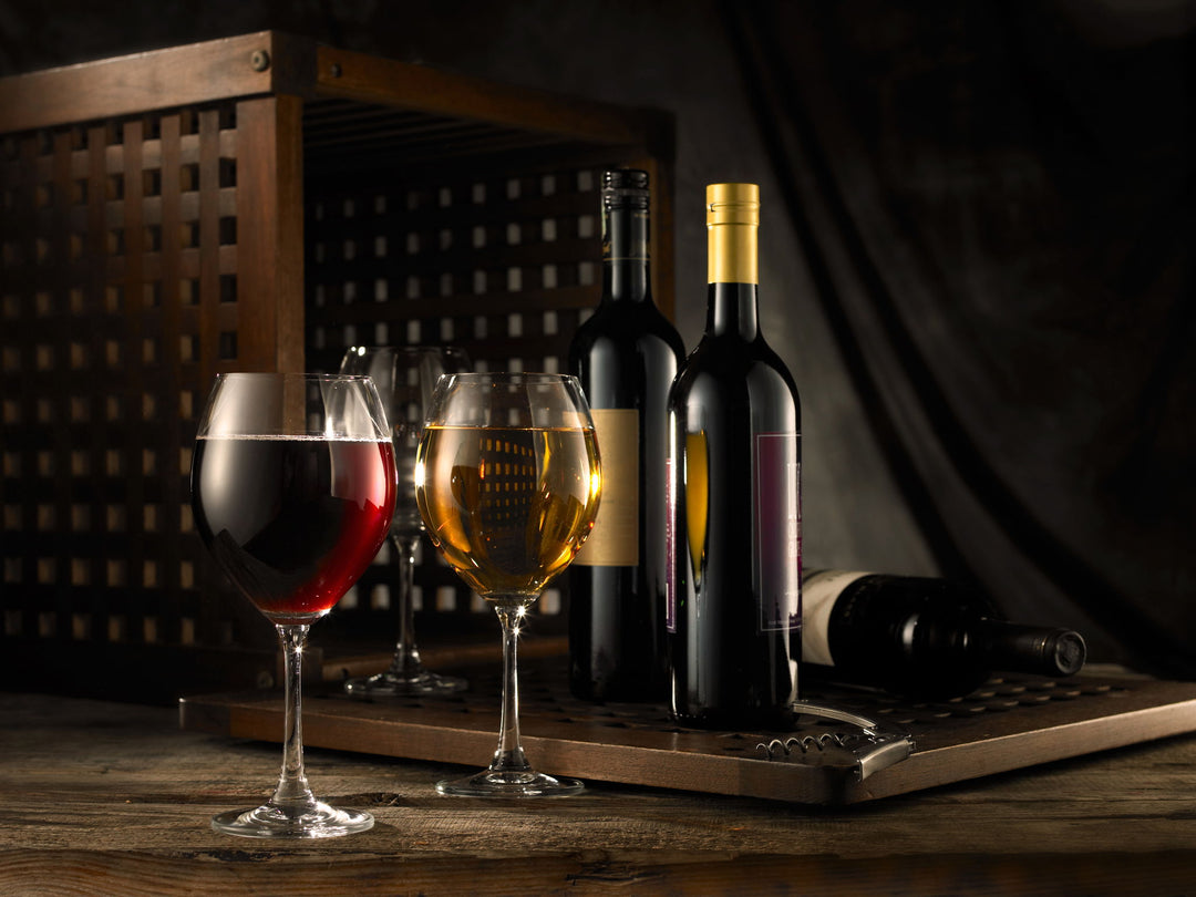 Wine Glasses &amp; Bottle - Dark Brown