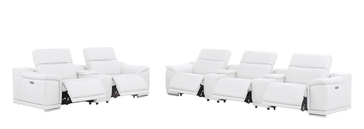 2679 - Power Reclining Sofa And Loveseat In Genuine Leather (5 Recliners With Power Headrests &amp; 3 Consoles)