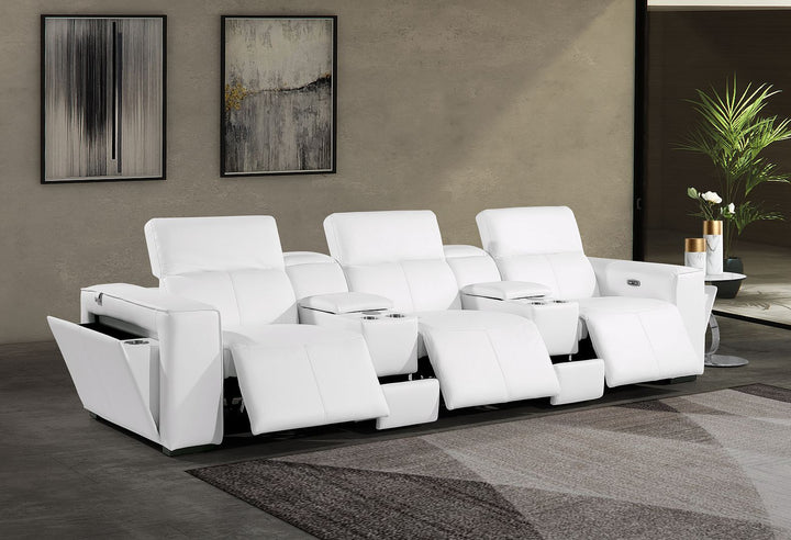 1224 - 5-Piece Modular Power Reclining Sofa In With 3 Power Recliners &amp; Power Headrests