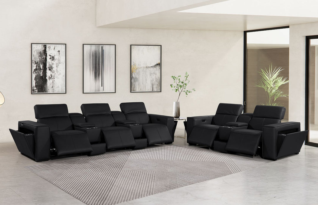 1224 - 8-Piece Modular Power Reclining Sofa &amp; Loveseat Set In With 5 Power Recliners &amp; Power Headrests