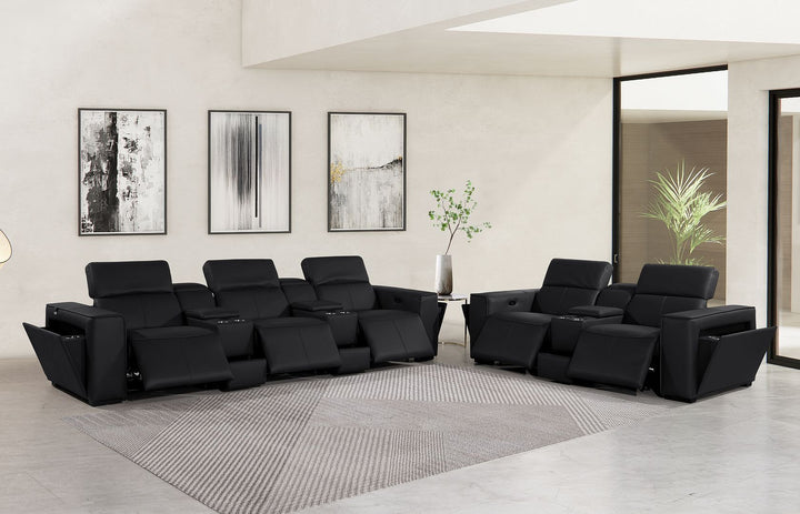1224 - 8-Piece Modular Power Reclining Sofa &amp; Loveseat Set In With 5 Power Recliners &amp; Power Headrests