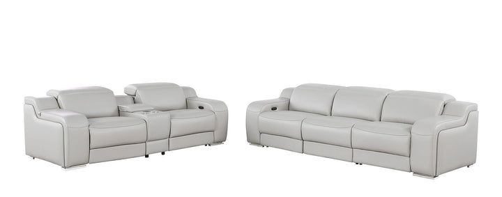 1116 - 6-Piece Modular Power Reclining Sofa And Console Loveseat Set In With 5 Power Recliners &amp; Power Headrests