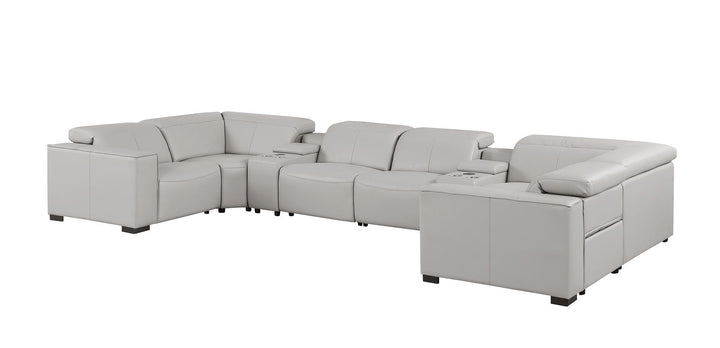 1208 - 8 Piece U Shaped Leather Sectional With 4 Power Recliners &amp; Power Headrests