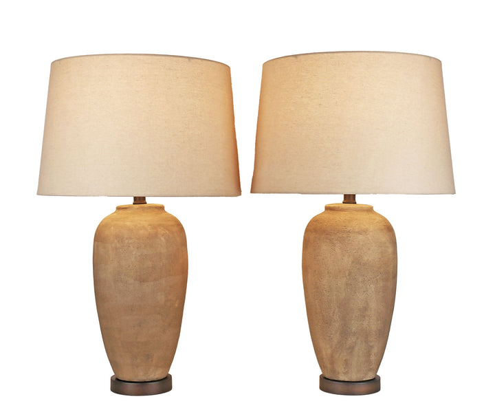 Earthen Elegance Ceramic &amp; Metal Table Lamp (Set of 2) - Earthen / Oil Bronze