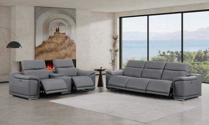 2679 - Genuine Leather Reclining Set (Sofa And Loveseat With 5 Power Recliners)