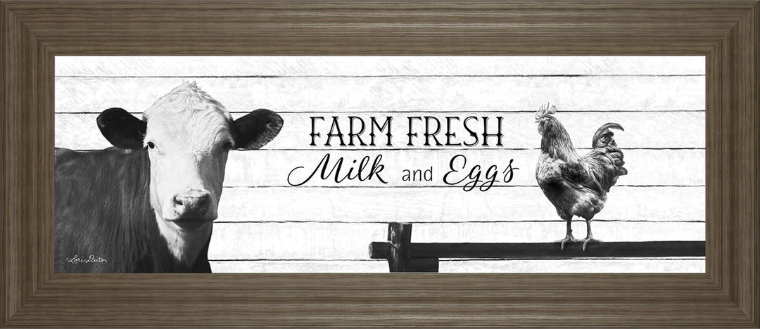 Farm Fresh Milk And Eggs By Lori Deiter - Framed Print Wall Art - White