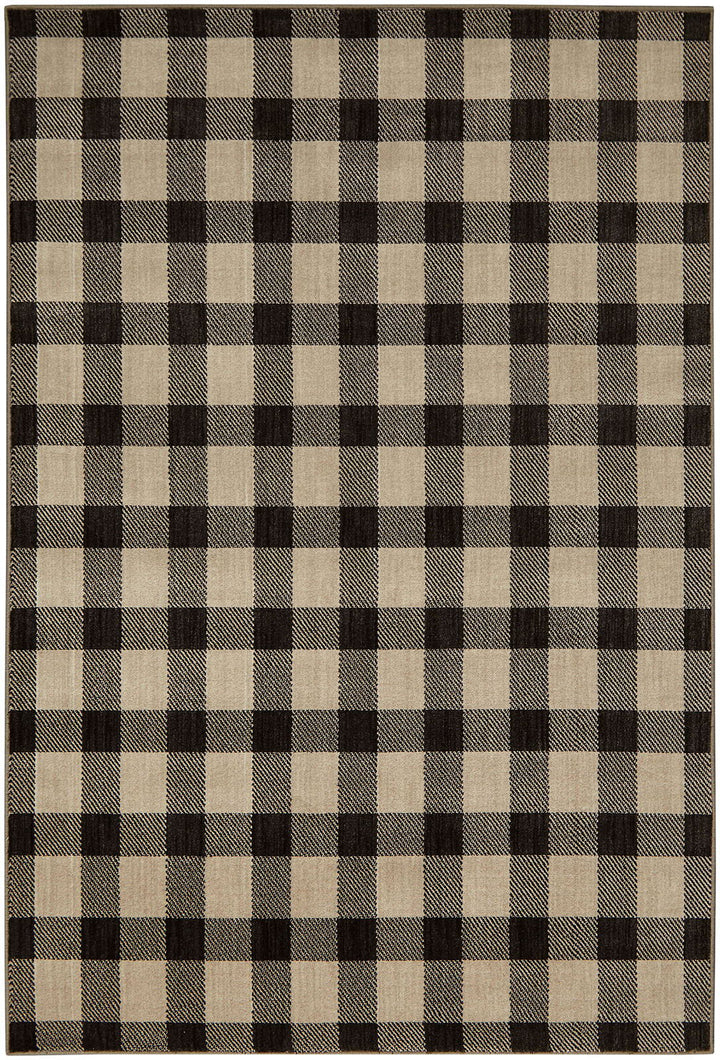 Kendrick - 5' x 7' Plaid Area Rug - Gingham Onyx Fabric