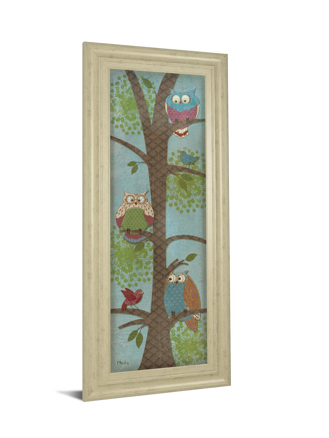 Fantasy Owls Panel Il By Paul Brent - Framed Print Wall Art - Blue