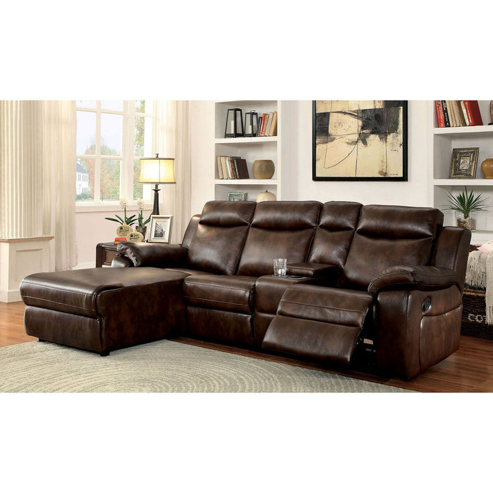 Hardy - Sectional With Console - Brown