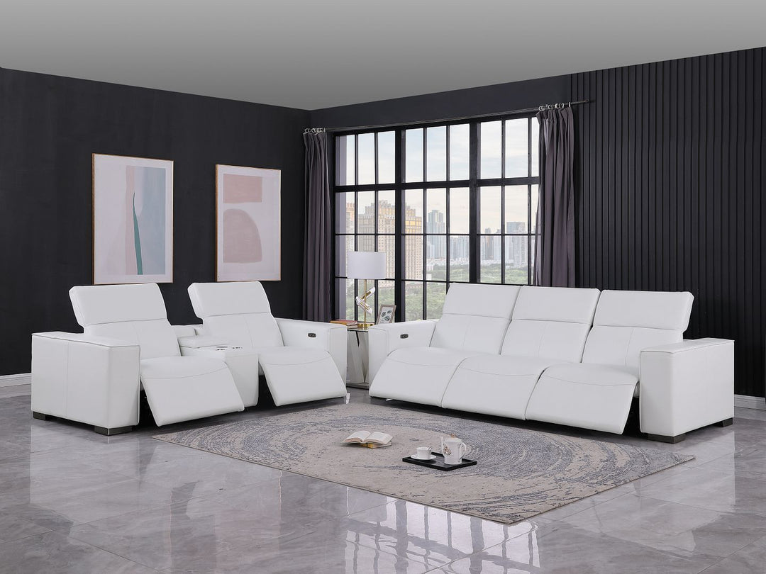 1208 - Leather Reclining Set (Sofa &amp; Loveseat With 5 Power Recliners)