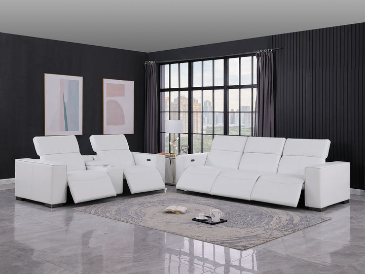 1208 - Leather Reclining Set (Sofa &amp; Loveseat With 5 Power Recliners)