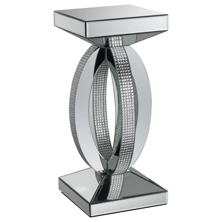 Amalia - Square Mirrored Acrylic Crystal Side End Table - Silver