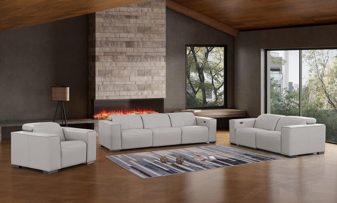 1208 - Leather Reclining Set (Sofa, Loveseat & Chair With 5 Power Recliners)