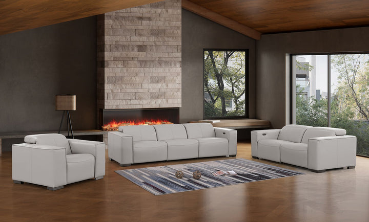 1208 - Leather Reclining Set (Sofa, Loveseat & Chair With 5 Power Recliners)