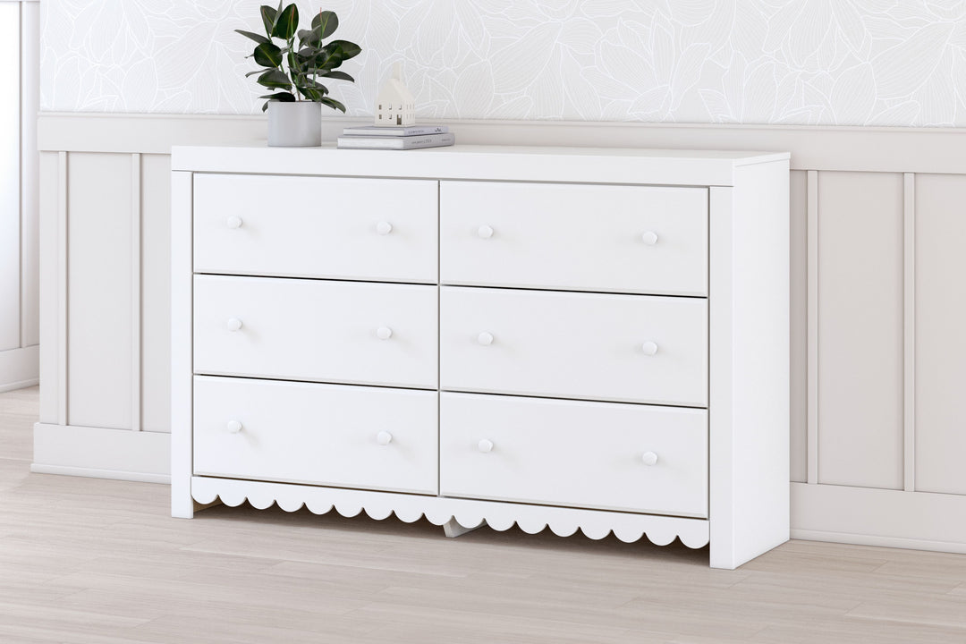 Mollviney - White - Six Drawer Dresser