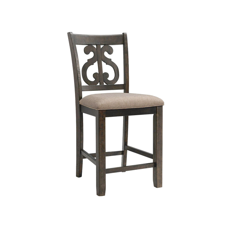 Stone - Counter Swirl Back Side Chair (Set of 2) - Smokey Walnut