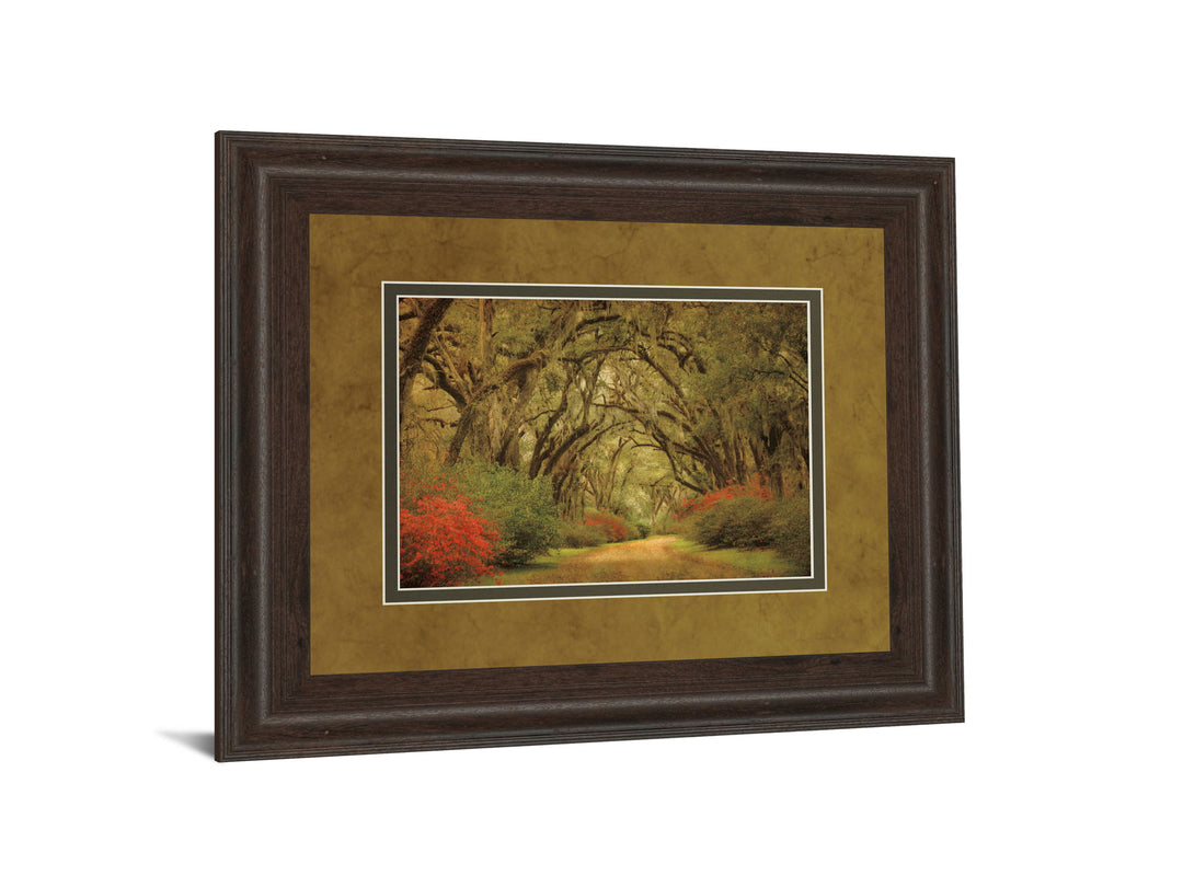 Road Lined With Oaks &amp; Flowers By William Guion And Mossy Oak Native Living - Framed Print Wall Art - Green