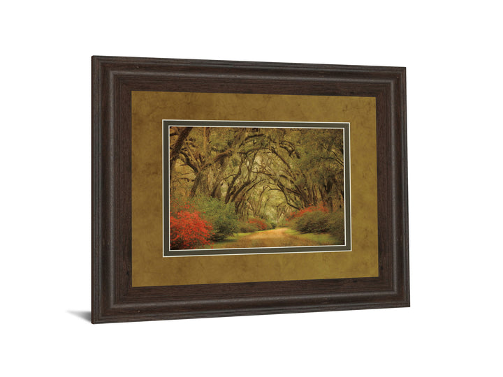 Road Lined With Oaks &amp; Flowers By William Guion And Mossy Oak Native Living - Framed Print Wall Art - Green