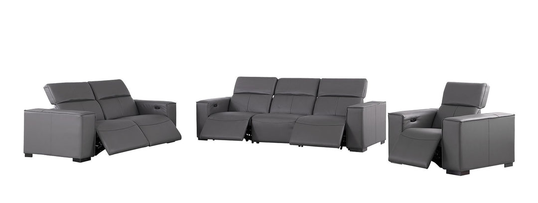 1208 - Leather Reclining Set (Sofa, Loveseat &amp; Chair With 5 Power Recliners)