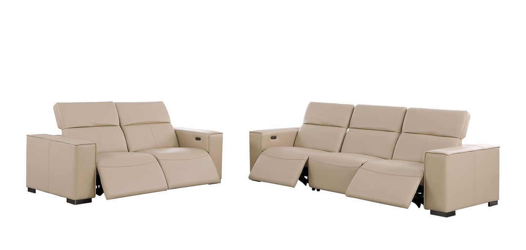 1208 - Leather Reclining Set (Sofa &amp; Loveseat With Four Power Recliners)