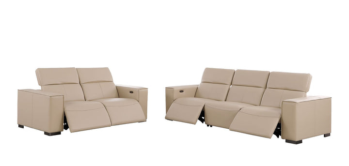 1208 - Leather Reclining Set (Sofa &amp; Loveseat With Four Power Recliners)