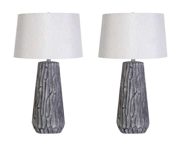"Textured Elegance" Ceramic Table Lamp (Set of 2) - Gray