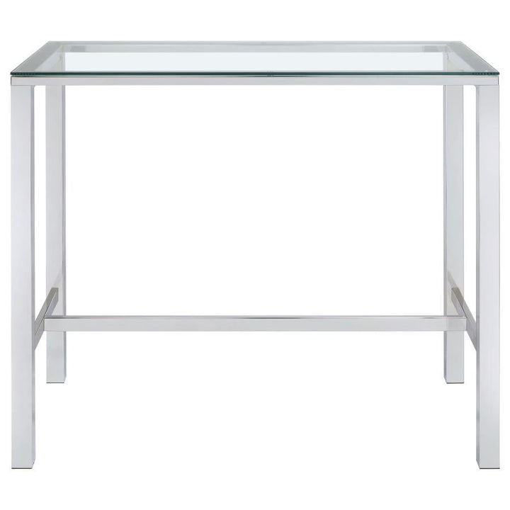 Tolbert - Rectangular Glass Top Pub Bar Table - Chrome