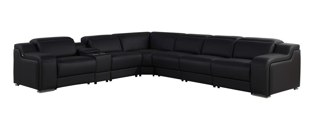 1116 - 7-Piece L-Shaped Sectional Sofa In With 4 Power Recliners &amp; Power Headrests