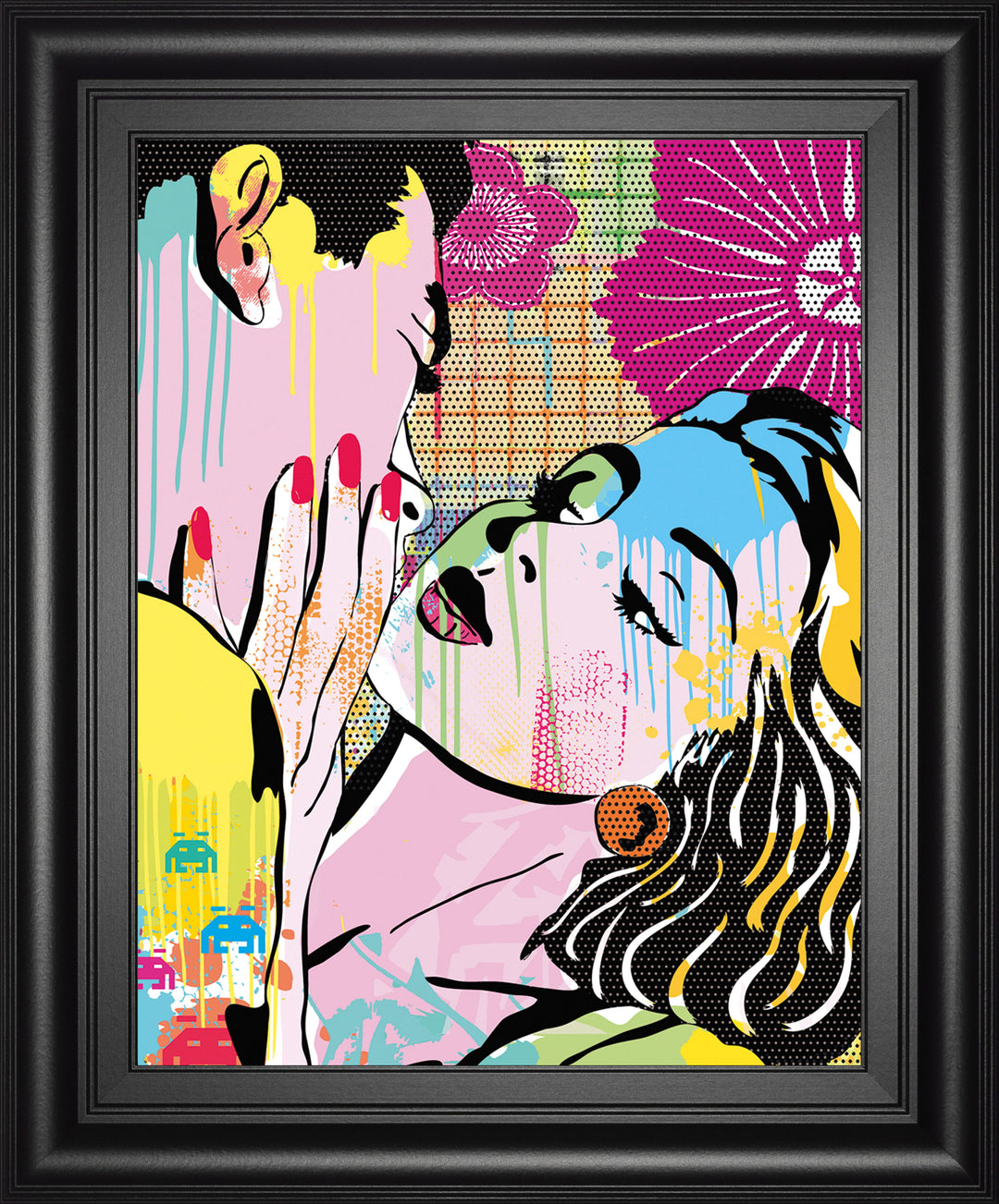 Midnight Kiss By Tom Frazier - Framed Print Wall Art - Pink