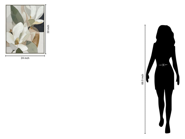 "Magnolia Serenity II" Hand-Embellished Canvas In Frame - Black / Earthy Tones / White