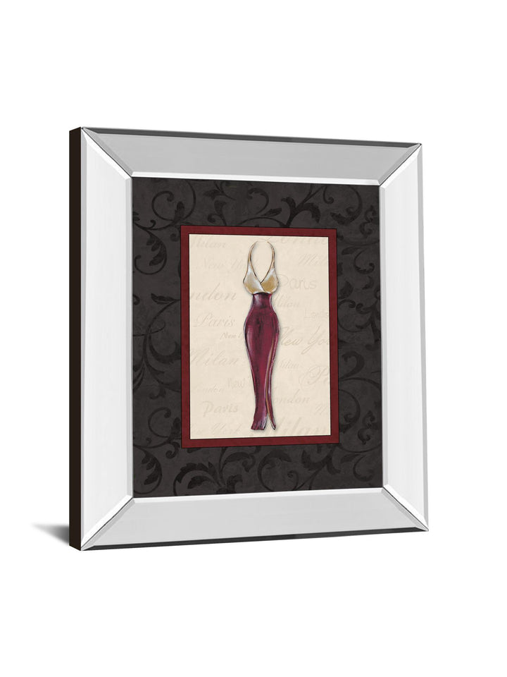 Fashion Dress Il By Susan Osbourne Mirror Framed Print Wall Art - Red