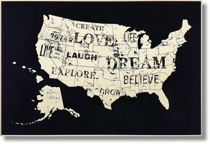 Dreamscape Words Map - 32" x 47" Framed Wall Art