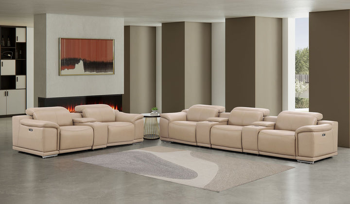 2679 - Power Reclining Sofa And Loveseat In Genuine Leather (5 Recliners With Power Headrests &amp; 3 Consoles)