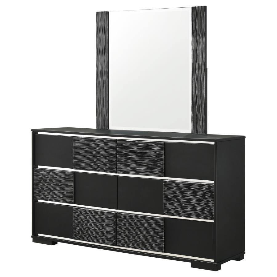 Blacktoft - 6-Drawer Dresser With Mirror - Black