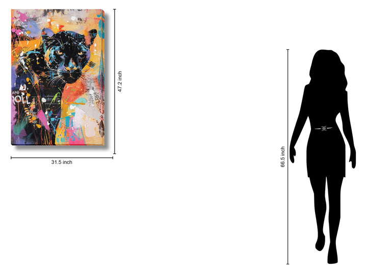 Vivid Panther Gaze - 32" x 47" Framed Wall Art