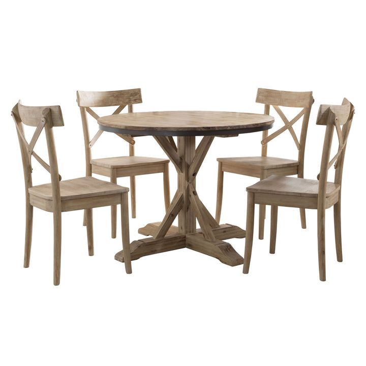 Callista - Round Standard Height 5 Piece Dining Set (Table And Four Chairs) - Beach