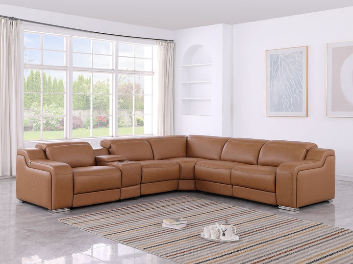 1116 - 6-Piece L-Shaped Sectional Sofa In With 3 Power Recliners & Power Headrests