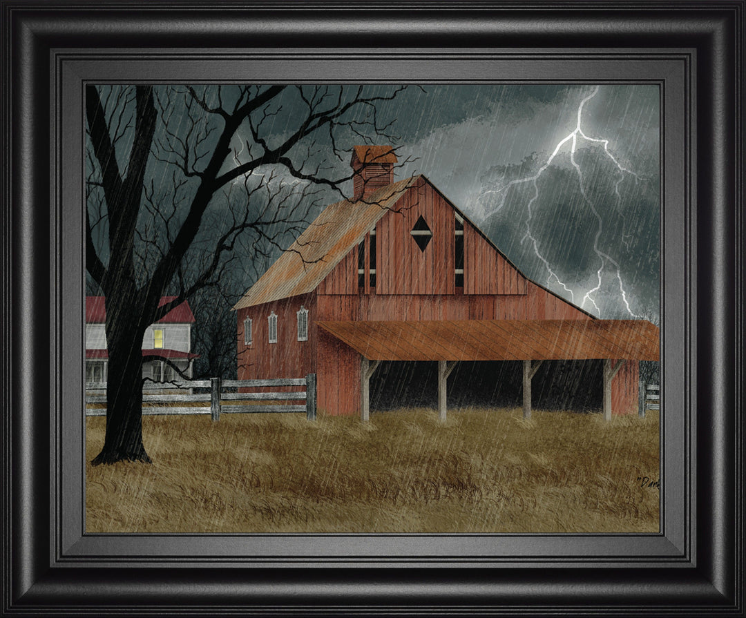 Dark And Stormy Night By Billy Jacobs - Framed Print Wall Art - Red