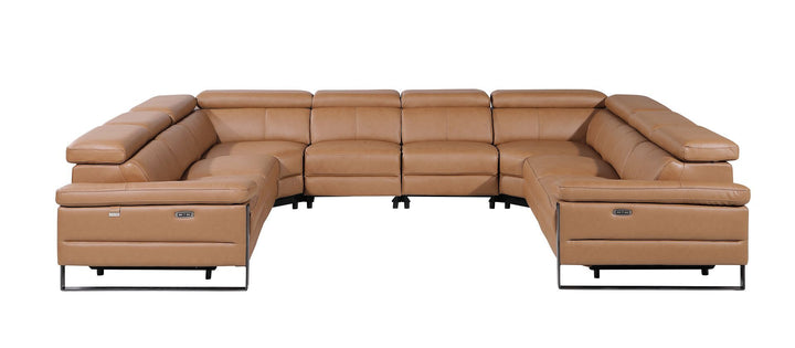 1246 - 8-Piece U-Shaped Modular Power Reclining Sectional With 4 Power Recliners And Power Headrests