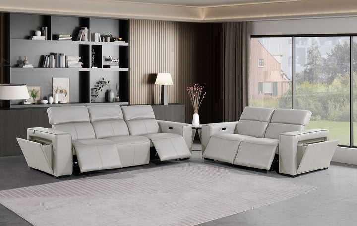 1224 - 5-Piece Modular Power Reclining Sofa And Loveseat Set In With 4 Power Recliners &amp; Power Headrests