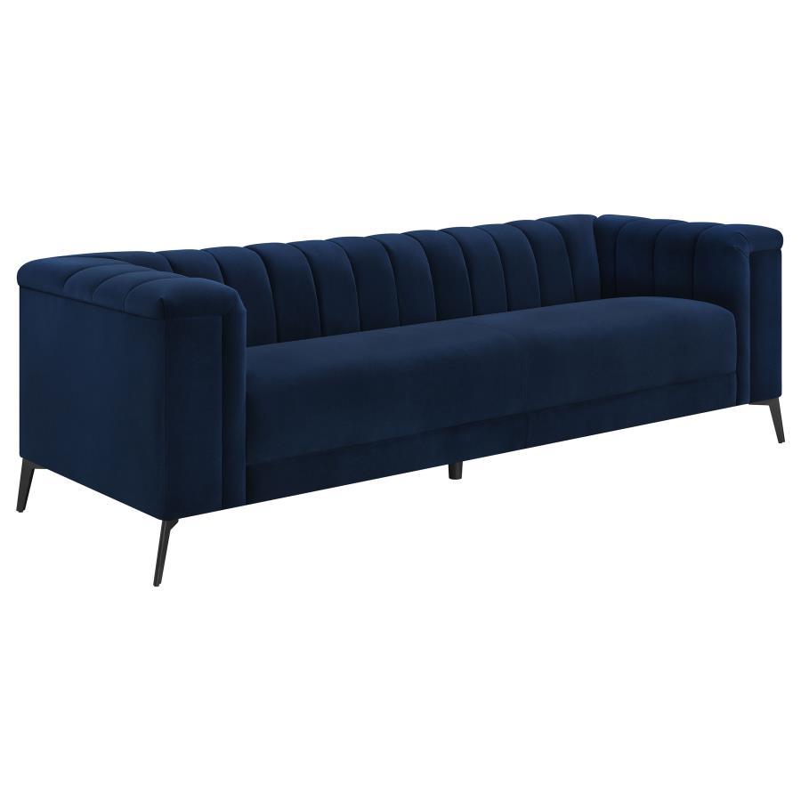 Chalet - Upholstered Tuxedo Arm Tufted Sofa - Blue