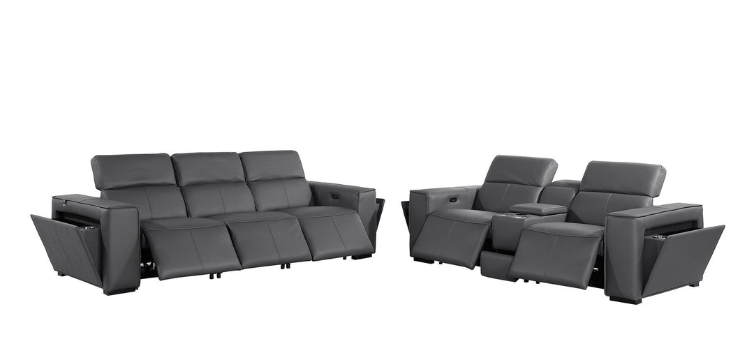 1224 - 6-Piece Modular Power Reclining Sofa And Console Loveseat Set In With 5 Power Recliners &amp; Power Headrests