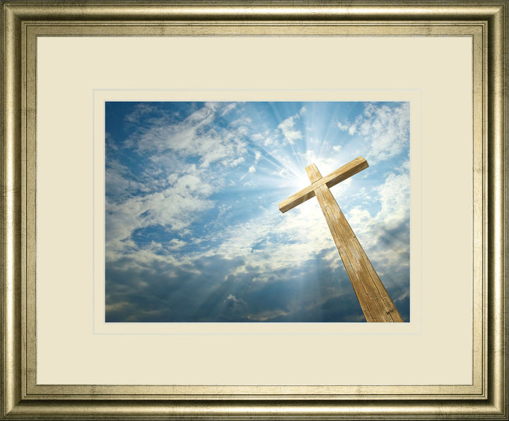 Cross In The Sky By Viadischern - Framed Photo Print Wall Art - Blue