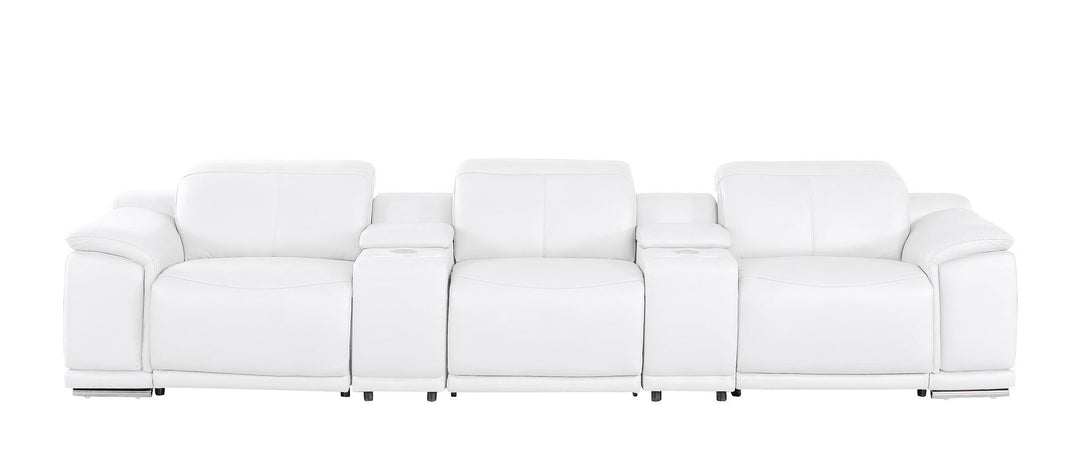 2679 - Genuine Leather Sofa With 3 Power Recliners &amp; Dual Storage Consoles