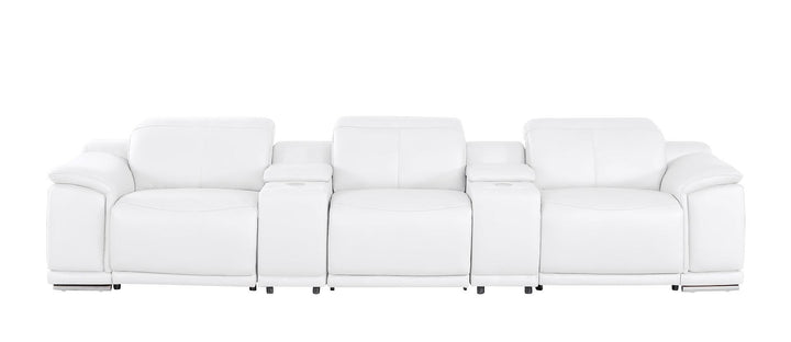 2679 - Genuine Leather Sofa With 3 Power Recliners &amp; Dual Storage Consoles